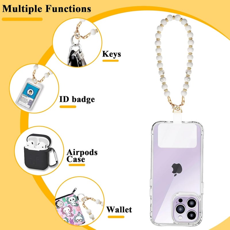 cioatu Beaded Phone Charm Wrist Strap with Tether Tab and Bracelet Chain - Image 4